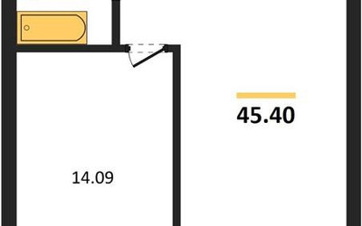 Планировка однокомнатной(квартира) площадью 45.4 квадратных метров в ЖК “ЖК UNO Соколиная гора”