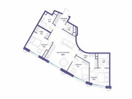 Планировка трехкомнатной(квартира) площадью 91.52 квадратных метров в “ЖК Остров”