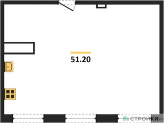 Планировка двухкомнатной(квартира) площадью 50.9 квадратных метров в ЖК “ЖК Легендарный квартал на Ботаническом саду”