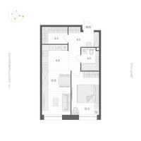 Планировка однокомнатной(апартаменты) площадью 47.7 квадратных метров в “ЖК ARTEL (Артель)”