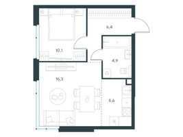 Планировка двухкомнатной(квартира) площадью 43.3 квадратных метров в “ЖК Level Мичуринский”