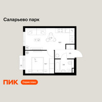 Планировка однокомнатной(квартира) площадью 34.3 квадратных метров в “ЖК Саларьево парк”