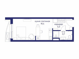 Планировка студии(квартира) площадью 28.42 квадратных метров в “ЖК Остров”
