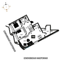 Планировка трехкомнатной(квартира) площадью 70.3 квадратных метров в “ЖК Интеллигент”