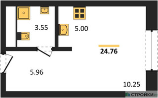 Планировка студии(квартира) площадью 24.76 квадратных метров в “ЖК Городские Истории”