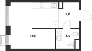 Планировка студии(квартира) площадью 26.2 квадратных метров в “ЖК Форевиль”