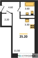 Планировка студии(квартира) площадью 26.5 квадратных метров в “ЖК Новая Щербинка”