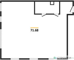Планировка однокомнатной(апартаменты) площадью 71.7 квадратных метров в “ЖК Досфлота 10”