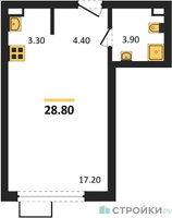 Планировка студии(квартира) площадью 28.8 квадратных метров в “ЖК Бунинские кварталы”