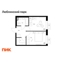 Планировка однокомнатной(квартира) площадью 33.6 квадратных метров в “ЖК Люблинский парк”