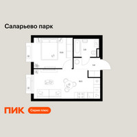 Планировка однокомнатной(квартира) площадью 34.6 квадратных метров в “ЖК Саларьево парк”