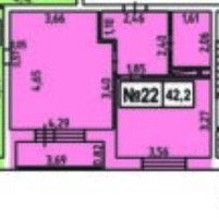 Планировка однокомнатной(квартира) площадью 40.1 квадратных метров в “ЖК Терра”