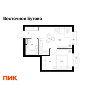Планировка однокомнатной(квартира) площадью 33.1 квадратных метров в “ЖК Восточное Бутово”