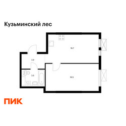 Планировка однокомнатной(квартира) площадью 40.6 квадратных метров в ЖК “ЖК Кузьминский лес”