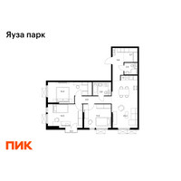 Планировка трехкомнатной(квартира) площадью 84.5 квадратных метров в “ЖК Яуза Парк (Мытищи)”