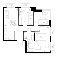 Планировка трехкомнатной(квартира) площадью 66.7 квадратных метров в “Квартал Мит”