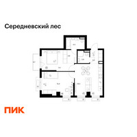 Планировка двухкомнатной(квартира) площадью 60 квадратных метров в “ЖК Середневский лес”