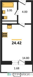 Планировка студии(квартира) площадью 24.42 квадратных метров в ЖК “ЖК Радость (Радумля Парк)”