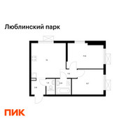 Планировка двухкомнатной(квартира) площадью 45.3 квадратных метров в “ЖК Люблинский парк”