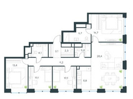 Планировка 4+ комнатной(квартира) площадью 112.9 квадратных метров в “ЖК Level Звенигородская”