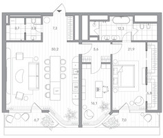 Планировка двухкомнатной(квартира) площадью 131.3 квадратных метров в “Клубный дом PHANTOM (Фантом)”