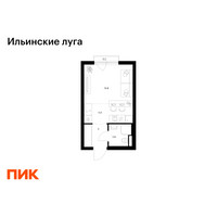 Планировка студии(квартира) площадью 22 квадратных метров в “ЖК Ильинские луга”
