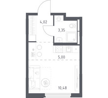 Планировка студии(квартира) площадью 22.85 квадратных метров в “ЖК Космический Квартал”