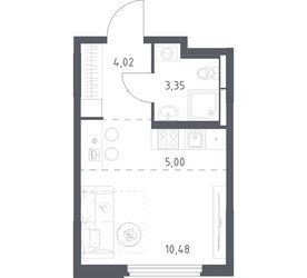 Планировка студии(квартира) площадью 22.85 квадратных метров в ЖК “ЖК Космический Квартал”