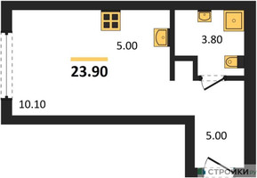 Планировка студии(квартира) площадью 23.9 квадратных метров в “ЖК Мангазея в Богородском”