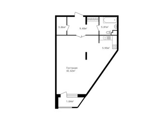 Планировка однокомнатной(квартира) площадью 67.9 квадратных метров в ЖК “ЖК Клубный дом Точка отсчета”