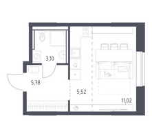Планировка студии(квартира) площадью 25.42 квадратных метров в “ЖК Пригород Лесное”