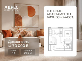 Планировка двухкомнатной(апартаменты) площадью 36.9 квадратных метров в “Инвест-отель Адрес”