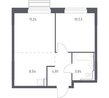 Планировка однокомнатной(квартира) площадью 38.46 квадратных метров в “ЖК Рублевский Квартал”