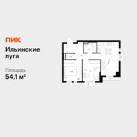 Планировка двухкомнатной(квартира) площадью 54.1 квадратных метров в “ЖК Ильинские луга”