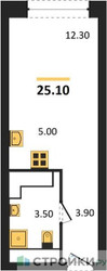 Планировка студии(квартира) площадью 24.7 квадратных метров в “ЖК AFI Tower (Афи Тауэр)”