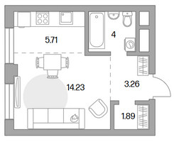 Планировка студии(квартира) площадью 29.09 квадратных метров в “ЖК Живописный”