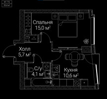 Планировка однокомнатной(квартира) площадью 35.4 квадратных метров в “ЖК СЕЗАР БУДУЩЕЕ”