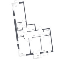 Планировка трехкомнатной(квартира) площадью 79.61 квадратных метров в “ЖК Подольские кварталы”
