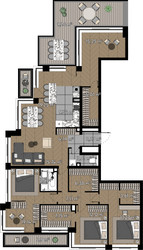 Планировка 4+ комнатной(квартира) площадью 174.2 квадратных метров в ЖК “ЖК Квартал Серебряный бор”