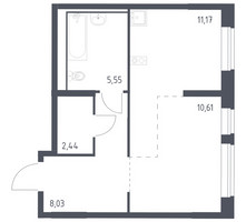 Планировка студии(квартира) площадью 37.8 квадратных метров в “ЖК Молжаниново”