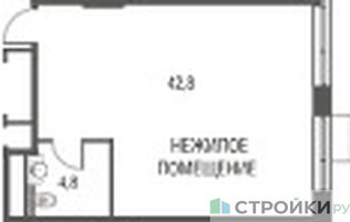 Планировка студии(квартира) площадью 47.6 квадратных метров в “ЖК Резиденции Архитекторов”