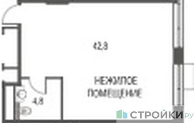 Планировка студии(квартира) площадью 47.6 квадратных метров в ЖК “ЖК Резиденции Архитекторов”
