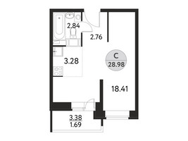 Планировка 4+ комнатной(квартира) площадью 28.98 квадратных метров в “ЖК Дом на Сиреневой”