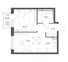 Планировка однокомнатной(квартира) площадью 35.23 квадратных метров в “ЖК Новое Видное”