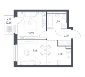 Планировка однокомнатной(квартира) площадью 35.23 квадратных метров в ЖК “ЖК Новое Видное”