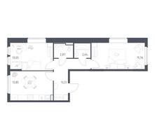 Планировка двухкомнатной(квартира) площадью 57.4 квадратных метров в “ЖК Остафьево”