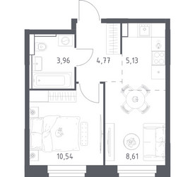 Планировка однокомнатной(квартира) площадью 33.01 квадратных метров в ЖК “ЖК Квартал Строгино”