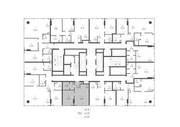Планировка однокомнатной(квартира) площадью 43 квадратных метров в ЖК “ЖК Слава”
