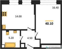 Планировка однокомнатной(квартира) площадью 40.1 квадратных метров в “ЖК Sydney City (Сидней Сити)”