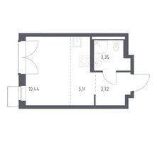 Планировка студии(квартира) площадью 22.62 квадратных метров в “ЖК Квартал Западный”